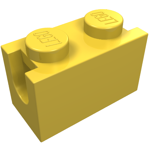 Brick Special 1 x 2 with Digger Bucket Arm Holder (Yellow)