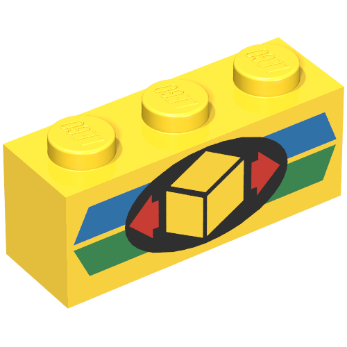 Brick 1 x 3 with Green and Blue Stripe with Cargo Logo Print (Yellow)
