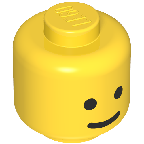 Minifig Head Standard Grin Print [Solid Stud] (Yellow)