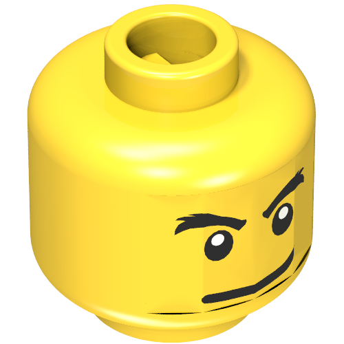 Minifig Head, Eyebrows, Crows Feet with Open Mouth Scared / Mischievous Print (Yellow)