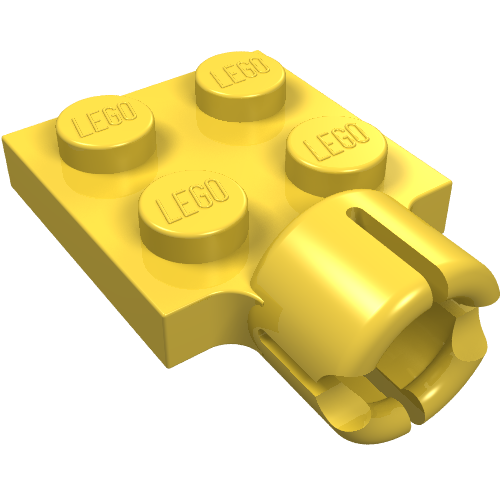 Plate Special 2 x 2 with Towball Socket, Short, 4 Slots (Yellow)