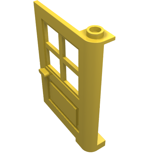 Door 1 x 4 x 5 with 4 Panes, Squared Base (Yellow)