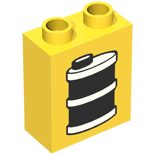 Duplo Brick 1 x 2 x 2 with Oil Drum / Can Print (Yellow)