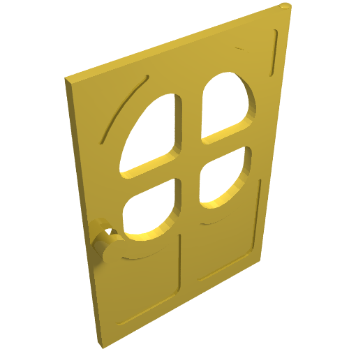Fabuland, Door 1 x 6 x 7 with Round pane in 4 sections (Yellow)