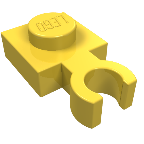 Plate Special 1 x 1 with Clip Vertical [Thin Open O Clip] (Yellow)