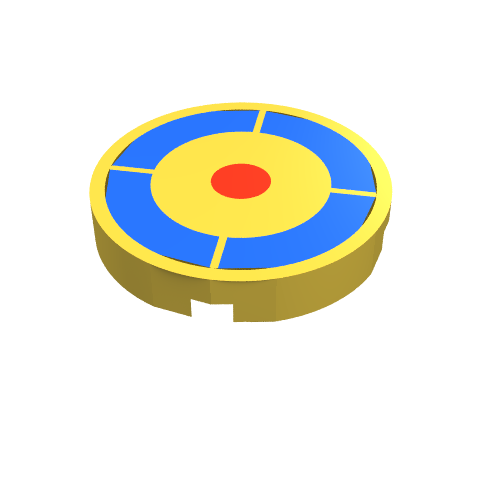 Tile Round 2 x 2 with Archery Target Print (Yellow)