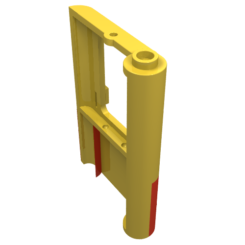 Door 1 x 4 x 5 Train Left with Red Bottom Half Print (Yellow)