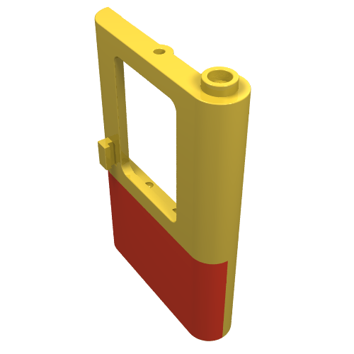Door 1 x 4 x 5 Train Right with Red Bottom Half Print (Yellow)