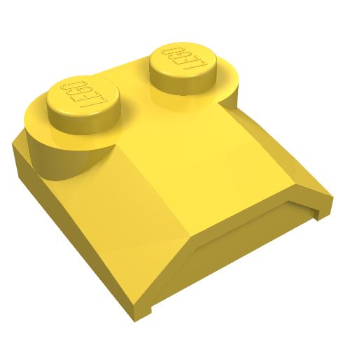 Brick Curved 2 x 2 x 2/3 Two Studs and Lip End (Yellow)