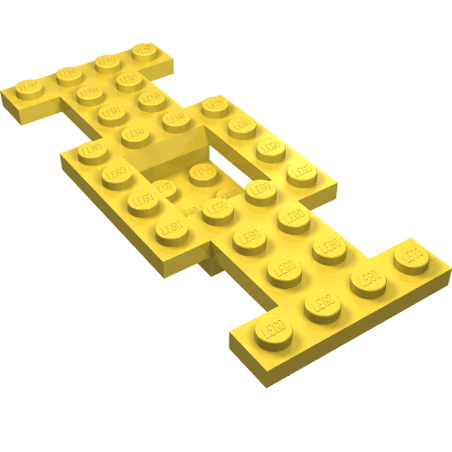 Vehicle Base 4 x 10 x 2/3 with 2 x 2 Recessed Center with Smooth Underside, 1 x 2 Cutouts, No Center Hole (Yellow)