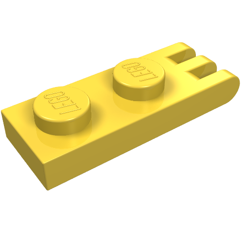 Hinge Plate 1 x 2 with 3 Fingers [Solid Studs] (Yellow)