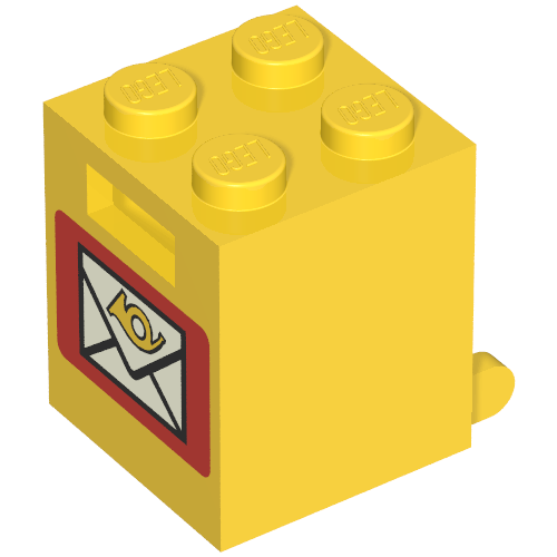 Box 2 x 2 x 2 [Solid Studs] with Mailbox Print (Yellow)