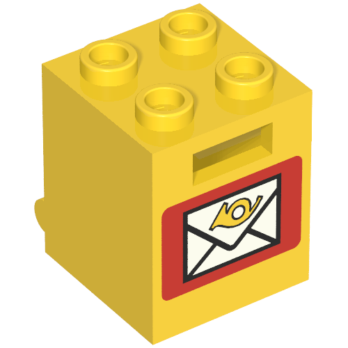 Box 2 x 2 x 2 [Hollow Studs] with Mailbox Print (Yellow)