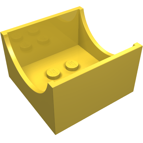 Box 4 x 4 x 2 Bottom with Semicircle Cut-out Ends (Yellow)