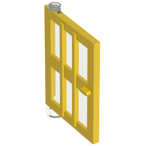 Door 1 x 4 x 5 Left with 6 Panes (Yellow)