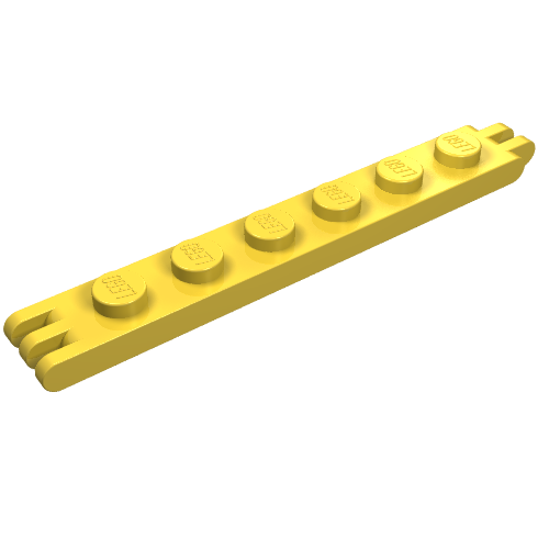 Hinge Plate 1 x 6 with 2 and 3 Fingers On Ends (Yellow)