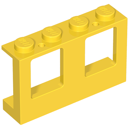 Window 1 x 4 x 2 Plane, Solid Studs (Yellow)