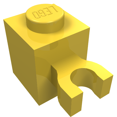 Brick Special 1 x 1 with Clip Vertical [Thick U Clip, Solid Stud] (Yellow)