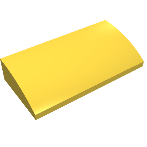 Brick Curved 2 x 4 x 2/3 No Studs [No Bottom Tubes] (Yellow)
