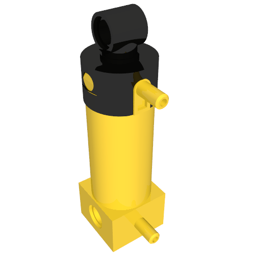 Pneumatic Cylinder with 2 Inlets Medium (48mm) with Black Top (Yellow)