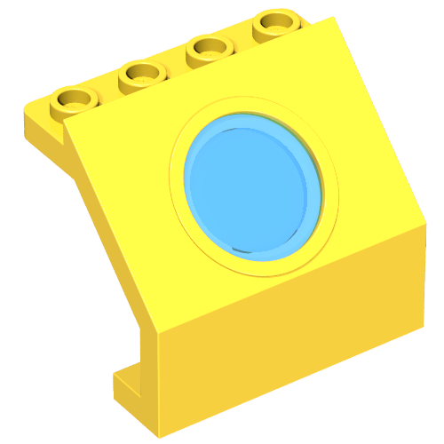 Panel 4 x 3 x 3 with Porthole with Trans Light Blue Glass (Yellow)