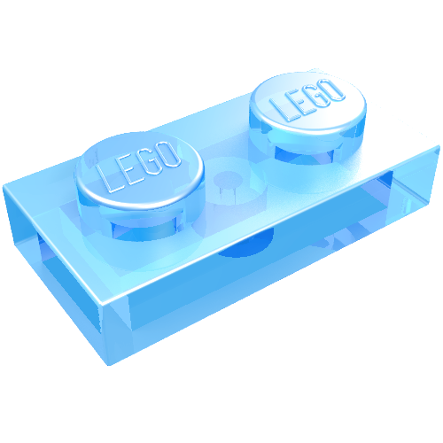 Plate 1 x 2 (Trans-Medium Blue)