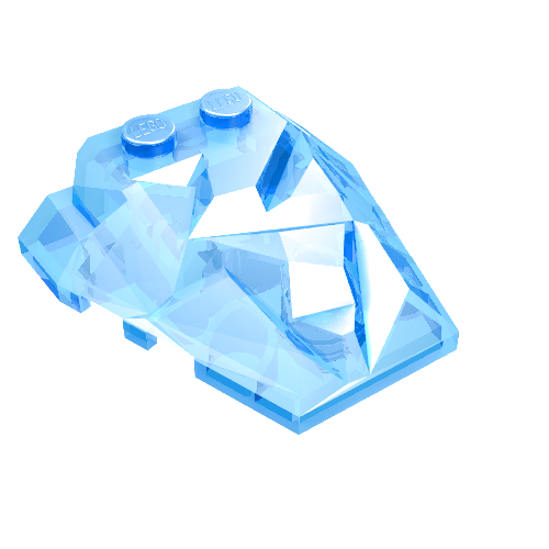 Brick Wedged, Sloped 4 x 4 Fractured Polygon Top (Trans-Medium Blue)
