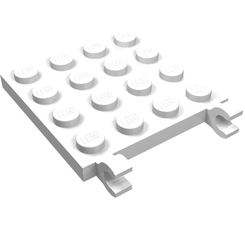 Plate Special 4 x 4 with Clips Horizontal (thick open O clips) (White)