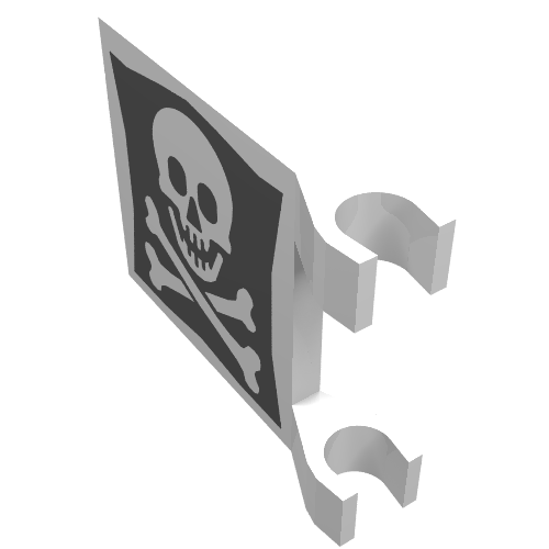 Flag 2 x 2 Square with Skull and Crossbones Print (White)