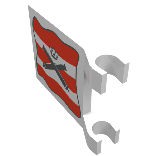 Flag 2 x 2 Square with Crossed Cannons over Red Stripes, Black Outline Print (White)