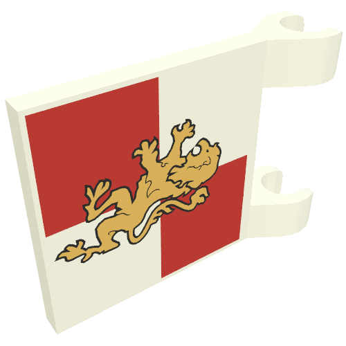 Flag 2 x 2 Square with Gold Lion on Red and White Quarters Background Print (White)
