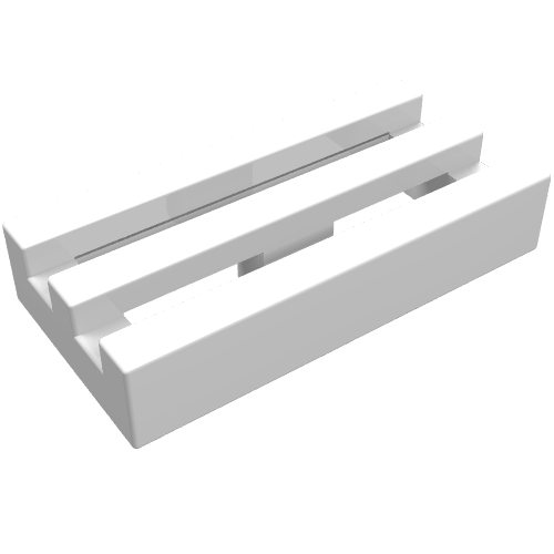 Tile Special 1 x 2 Grille without Bottom Groove (White)