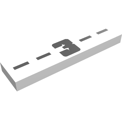 Tile 1 x 4 with '- - 3 - -' Print (White)