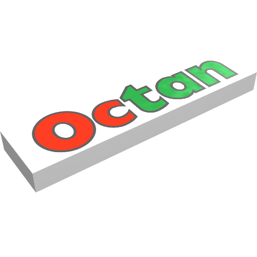 Tile 1 x 4 with 'Octan' Logo Print (White)