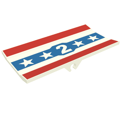 Hinge Panel 6 x 3 with '2', Red & Blue Stripes with Stars Print (White)