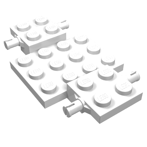 Vehicle Base 4 x 7 x 2/3 with 3 x 4 Recessed, Wheel Pins (White)