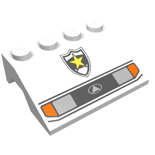 Wheel Arch, Mudguard, Slope 3 x 4 with Police Yellow Star Badge/Lights Print (White)