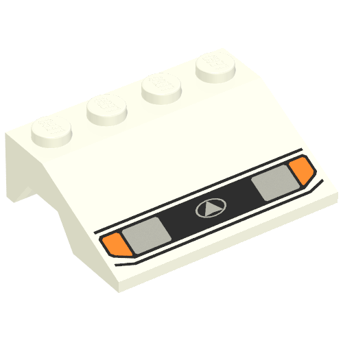 Wheel Arch, Mudguard, Slope 3 x 4 with Headlights Print (White)