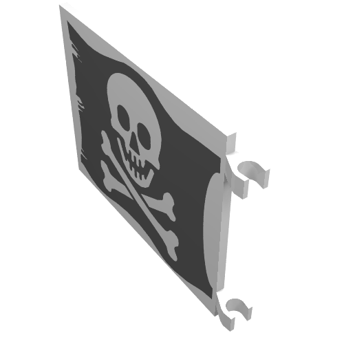 Flag 6 x 4 with Clips with Skull and Crossbones (Jolly Roger) Print (White)