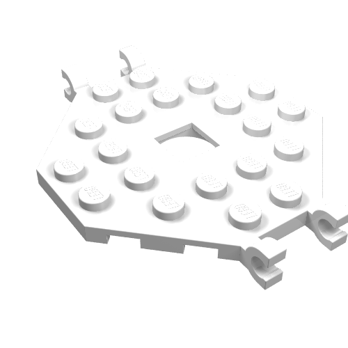 Plate Special 6 x 6 Octagonal with Square Hole and 4 Clips (Boat Mast Platform) (White)