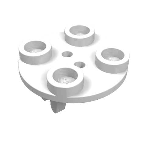 Wheel Holder, Plate, Round 2 x 2 Thin with Clips (White)