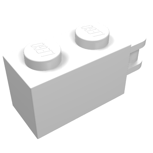 Brick Special 1 x 2 with Vertical Closed Handle Inset from Edge (White)