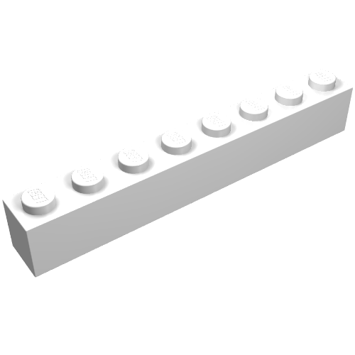 Brick 1 x 8 with Bottom Tubes and 3 Lowered Cross Supports (White)