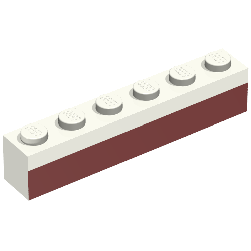 Brick 1 x 6 with Dark Red Bottom Stripe Print - Set 611-2 (White)