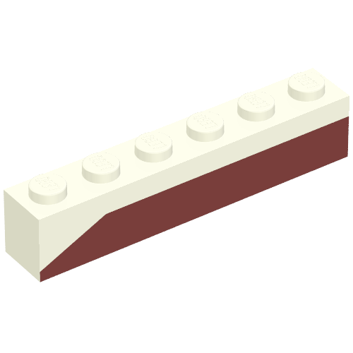 Brick 1 x 6 with Dark Red Bottom Stripe Slope Down at Left End Print - Set 611-2 (White)