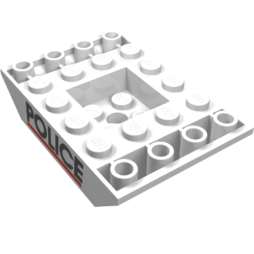 Brick Sloped Inverted 45° 6 x 4 Double with Recessed Center and "POLICE" and Red Line Print (White)
