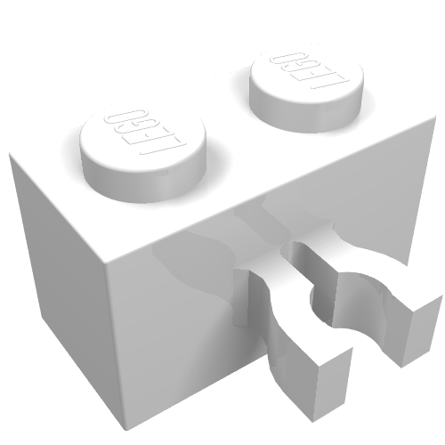 Brick Special 1 x 2 with Vertical Clip [Thick U Clip] (White)
