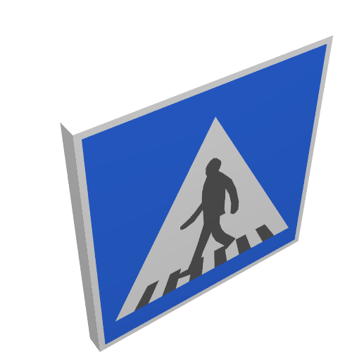 Road Sign Clip-on 2 x 2 Square with Pedestrian Crossing Print (White)
