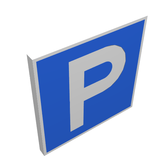 Road Sign Clip-on 2 x 2 Square with "P" on Blue Print (White)