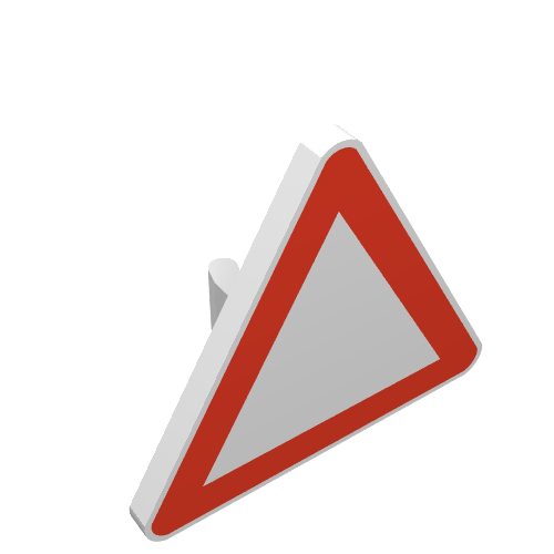 Road Sign Clip-on 2.2 x 2.667 Triangular with Warning Print (White)